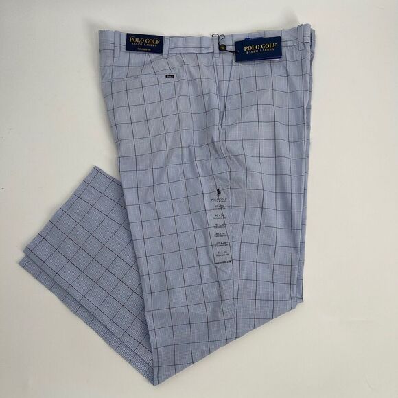 NWT Polo Golf Ralph Lauren Men's Light Blue Check Tailored Fit Polo Golf Pants‎